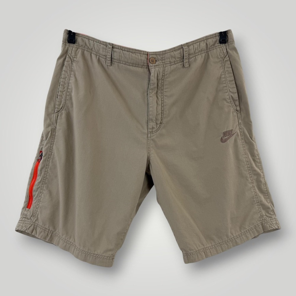 Nike Chino Shorts Mens XL Beige Mesh Lined Drawstring Cotton 11" Inseam